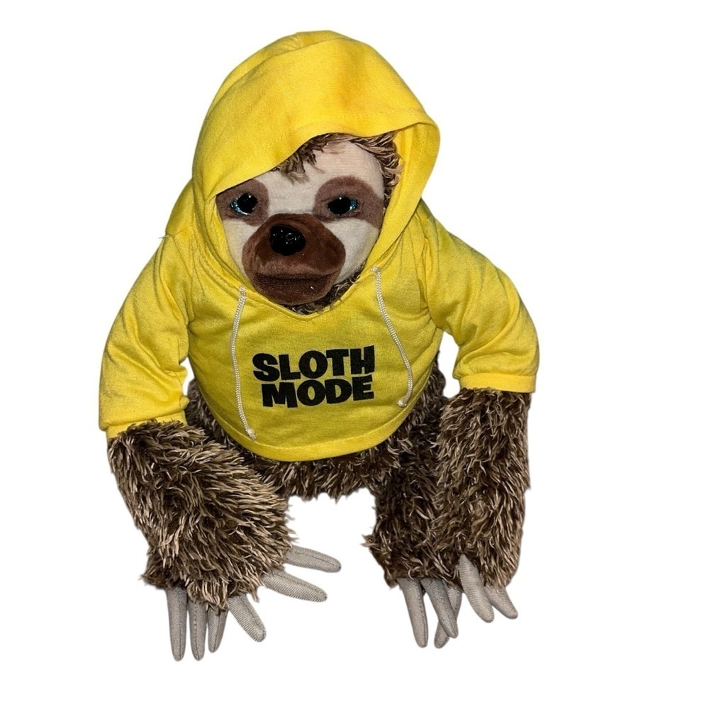 Snax The Sloth Plush Toy Yellow Hoodie Face Moves & Makes Sound Poseable 18”